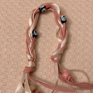 New Greek designer leather with ribbon and beads 🧿 evil eye bracelet.